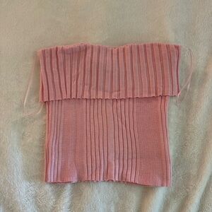 La Hearts Ribbed Pink Tube Top